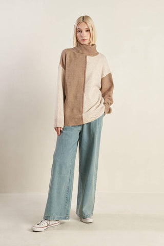 MIXED EMOTIONS COLORBLOCKED SWEATER TOP - By Baano