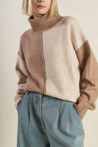 MIXED EMOTIONS COLORBLOCKED SWEATER TOP - By Baano