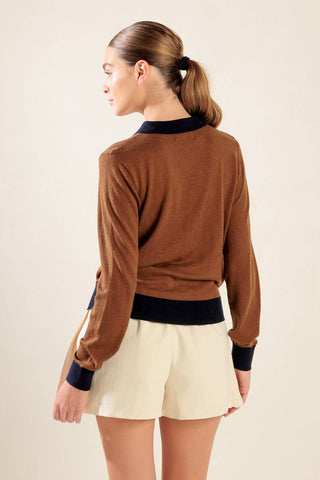 HIDDEN REFLECTIONS SWEATER POLO TOP - By Baano