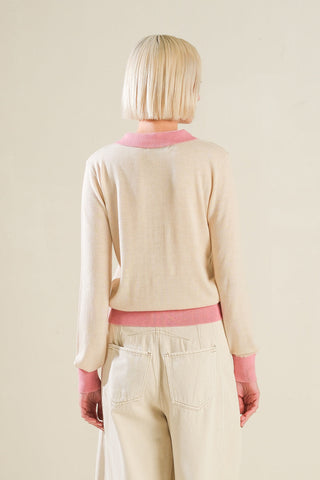 HIDDEN REFLECTIONS SWEATER POLO TOP - By Baano