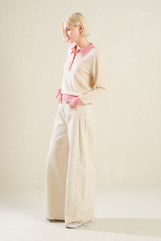HIDDEN REFLECTIONS SWEATER POLO TOP - By Baano