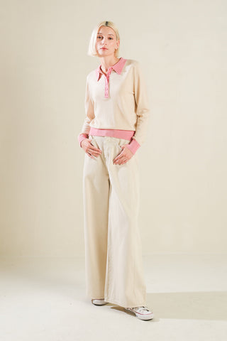 HIDDEN REFLECTIONS SWEATER POLO TOP - By Baano