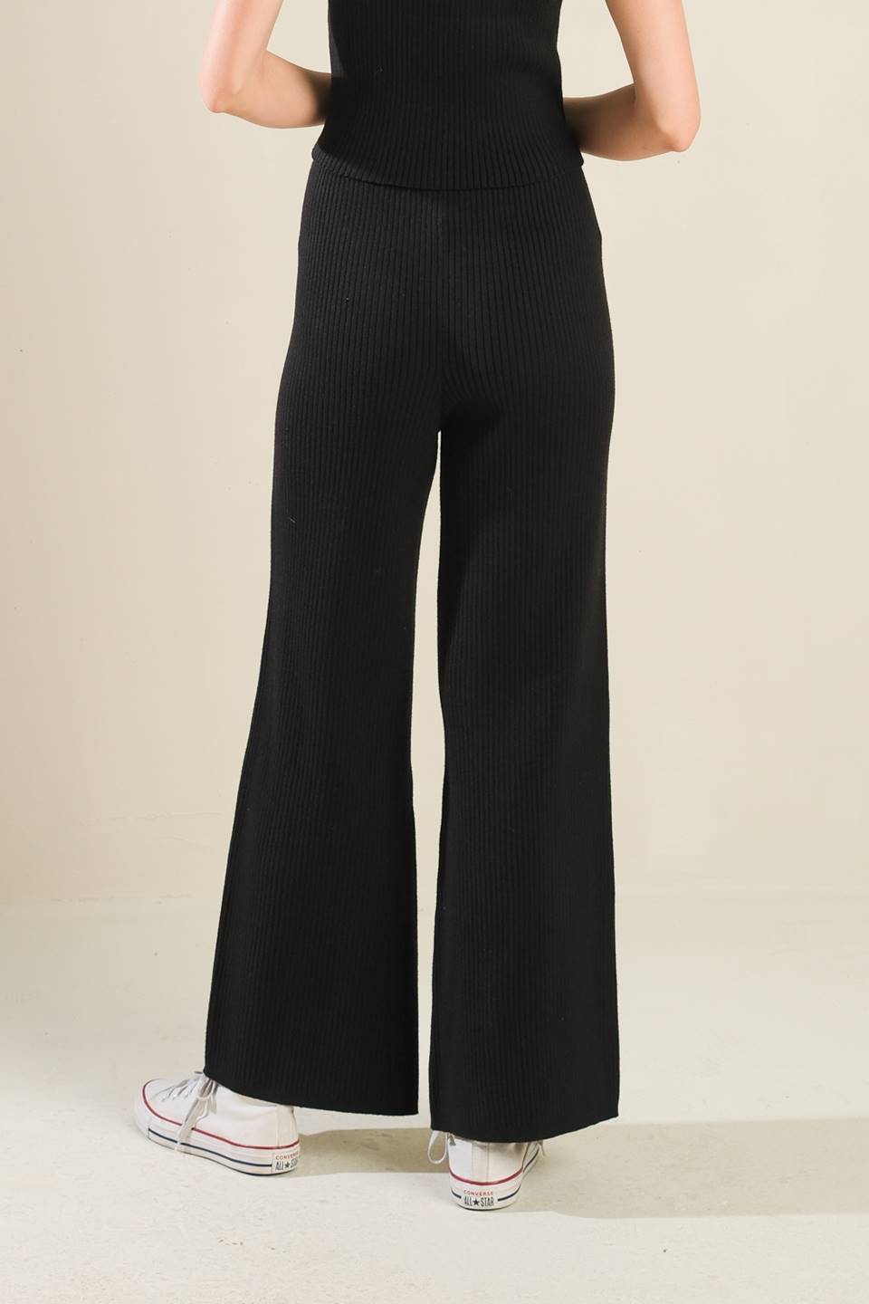 REGAL RISE BLACK KNIT PANTS - By Baano