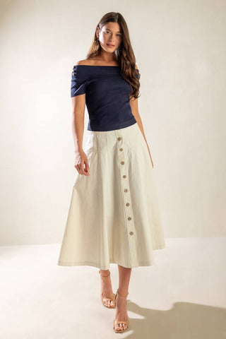 TIME FOR TEA OFF SHOULDER SWEATER TOP - By Baano