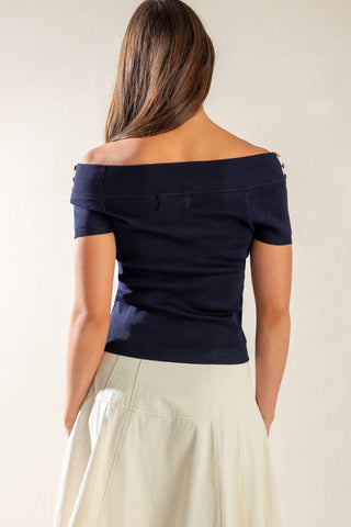 TIME FOR TEA OFF SHOULDER SWEATER TOP - By Baano