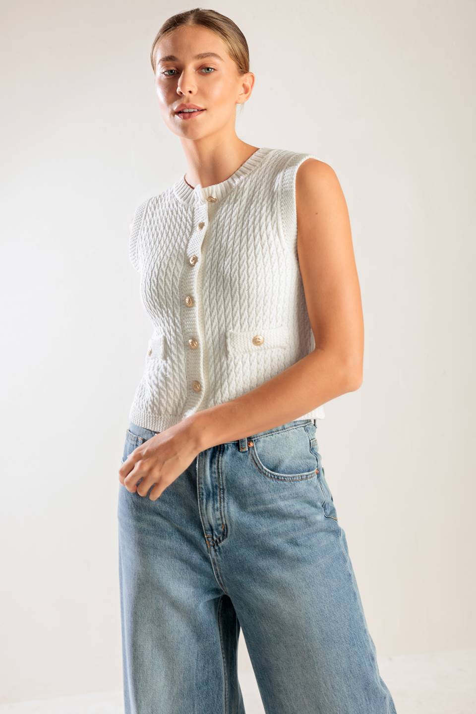 NOTHING LIKE IT WHITE KNIT VEST - By Baano