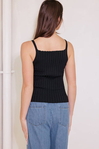 BIT OF SUNSHINE BLACK SWEATER KNIT TANK TOP - By Baano
