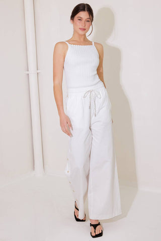 BIT OF SUNSHINE WHITE SWEATER KNIT TANK TOP - By Baano