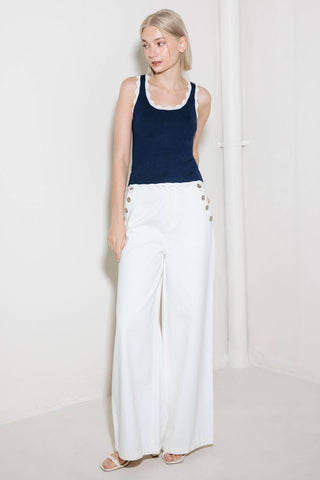 DEEP CONNECTION NAVY KNIT TANK TOP - By Baano