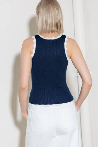 DEEP CONNECTION NAVY KNIT TANK TOP - By Baano
