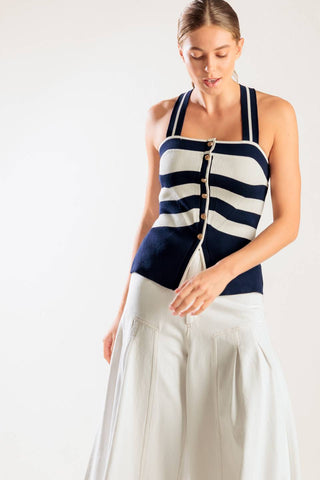 SHINE BRIGHT NAVY KNIT TOP - By Baano