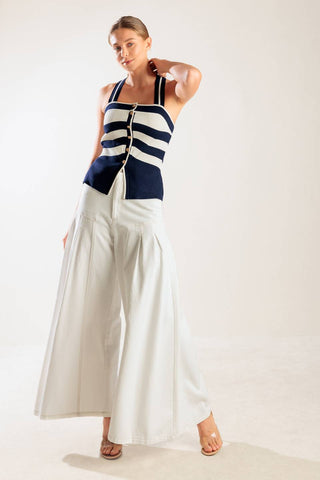 SHINE BRIGHT NAVY KNIT TOP - By Baano