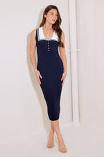 SO MAGNETIC NAVY SWEATER MIDI DRESS - By Baano