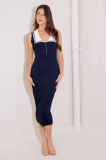 SO MAGNETIC NAVY SWEATER MIDI DRESS - By Baano