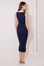 SO MAGNETIC NAVY SWEATER MIDI DRESS - By Baano