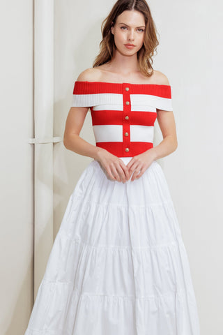 MODERN MUSE RED KNIT TOP - By Baano