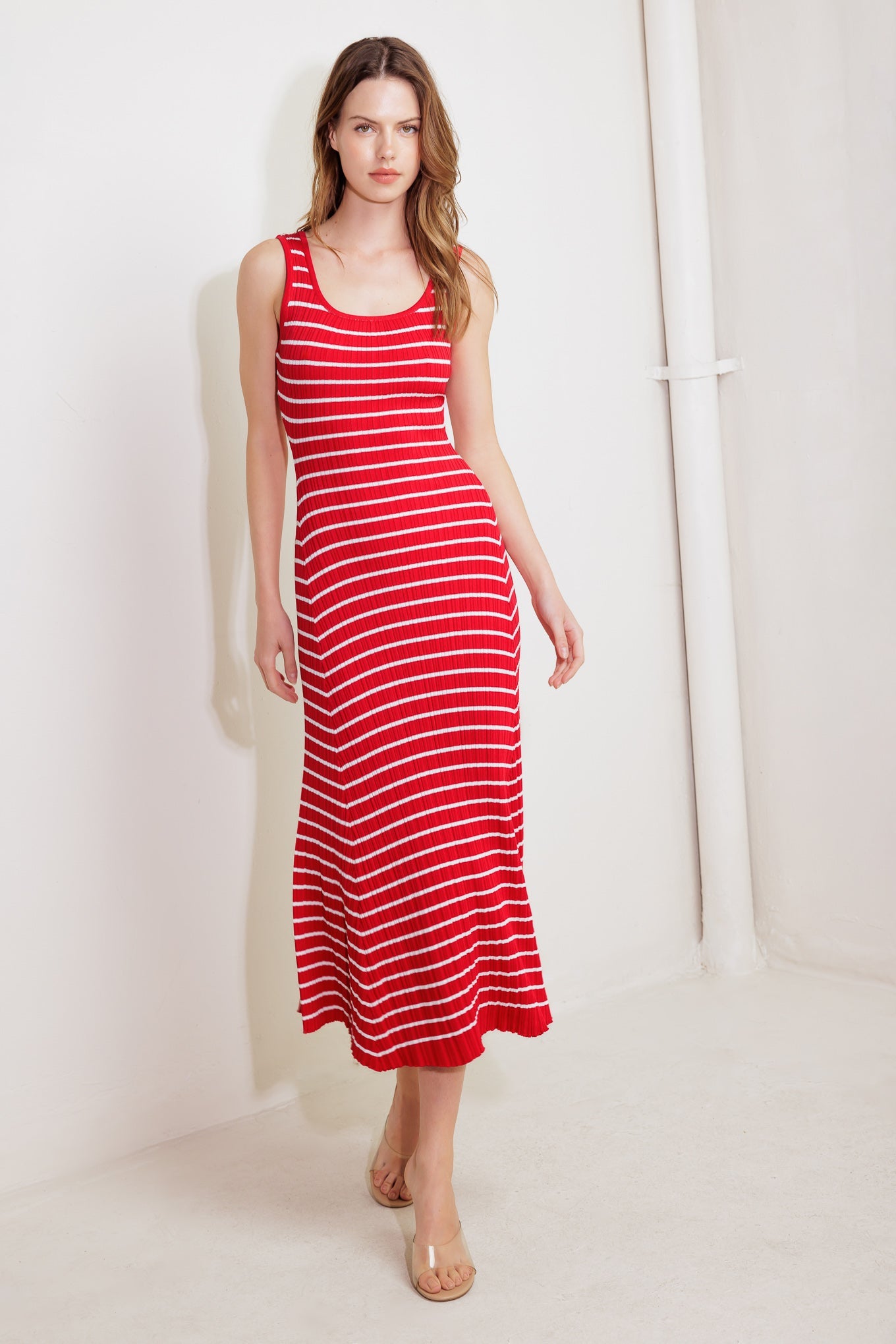 SOFT SIDE OF RED KNIT MIDI DRESS - By Baano