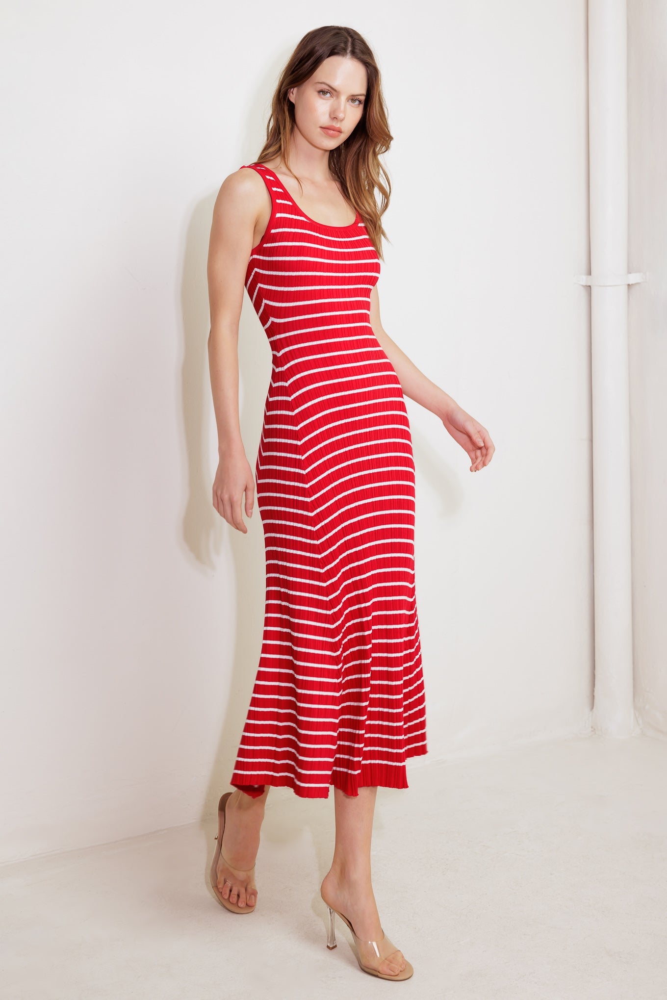 SOFT SIDE OF RED KNIT MIDI DRESS - By Baano