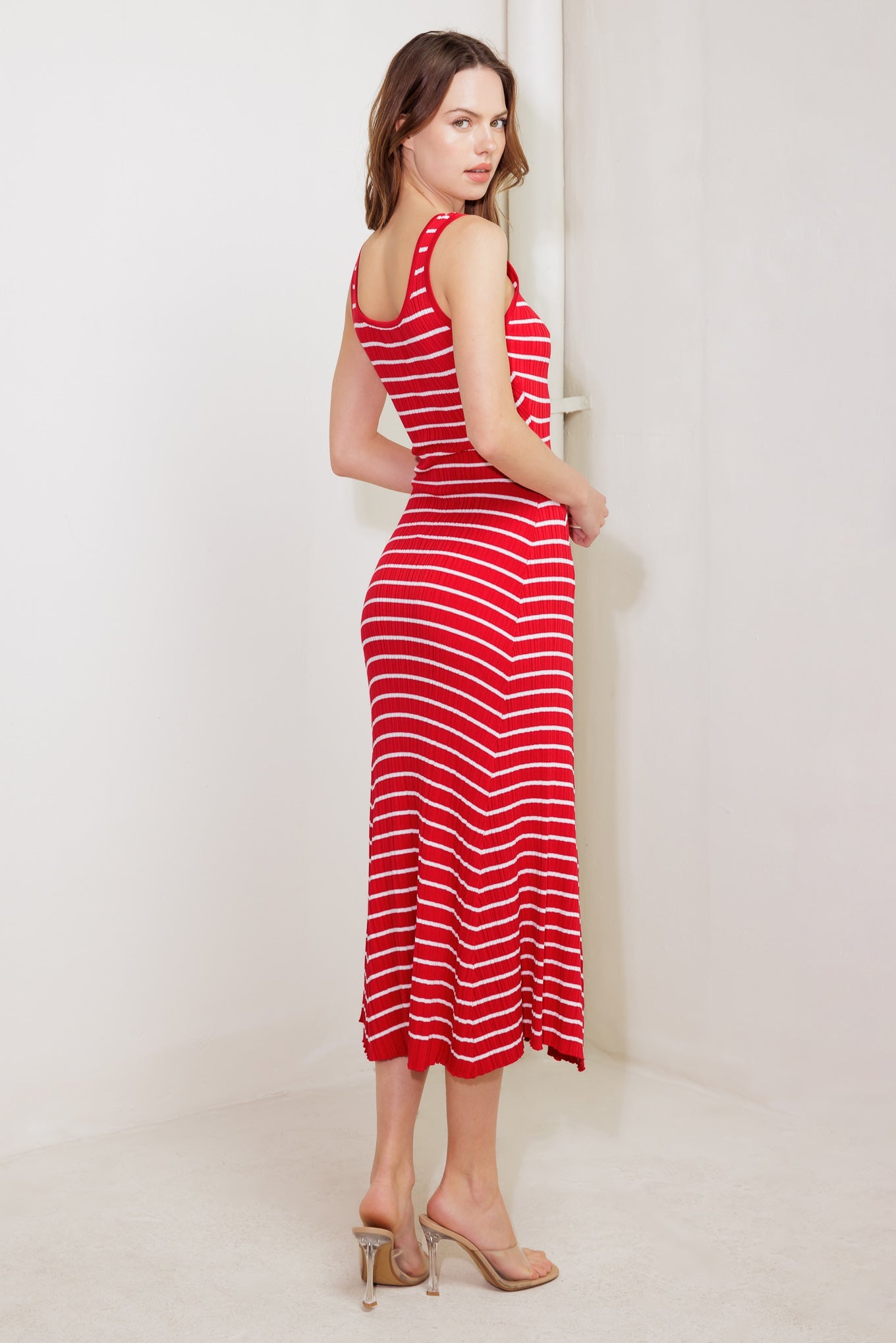 SOFT SIDE OF RED KNIT MIDI DRESS - By Baano