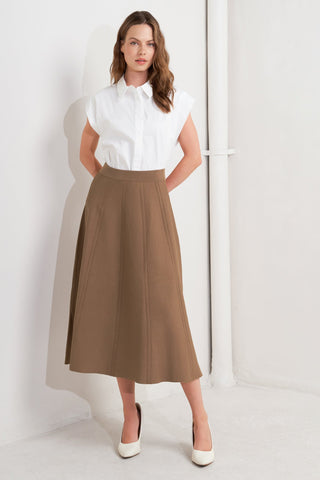 LATTE LANE SWEATER KNIT CIRCLE SKIRT - By Baano