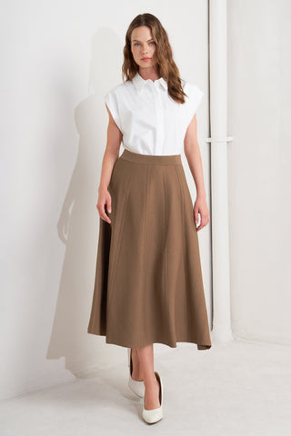 LATTE LANE SWEATER KNIT CIRCLE SKIRT - By Baano