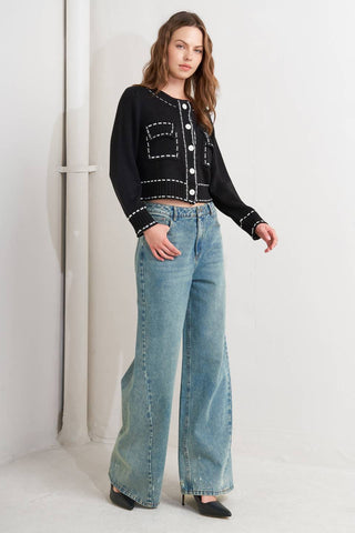 MONO FRAME SWEATER KNIT TOP - By Baano