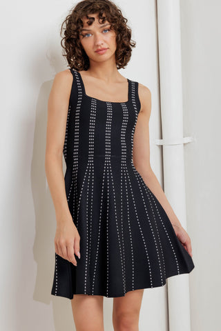 SUGAR STRIPE JACQUARD SWEATER MINI DRESS - By Baano