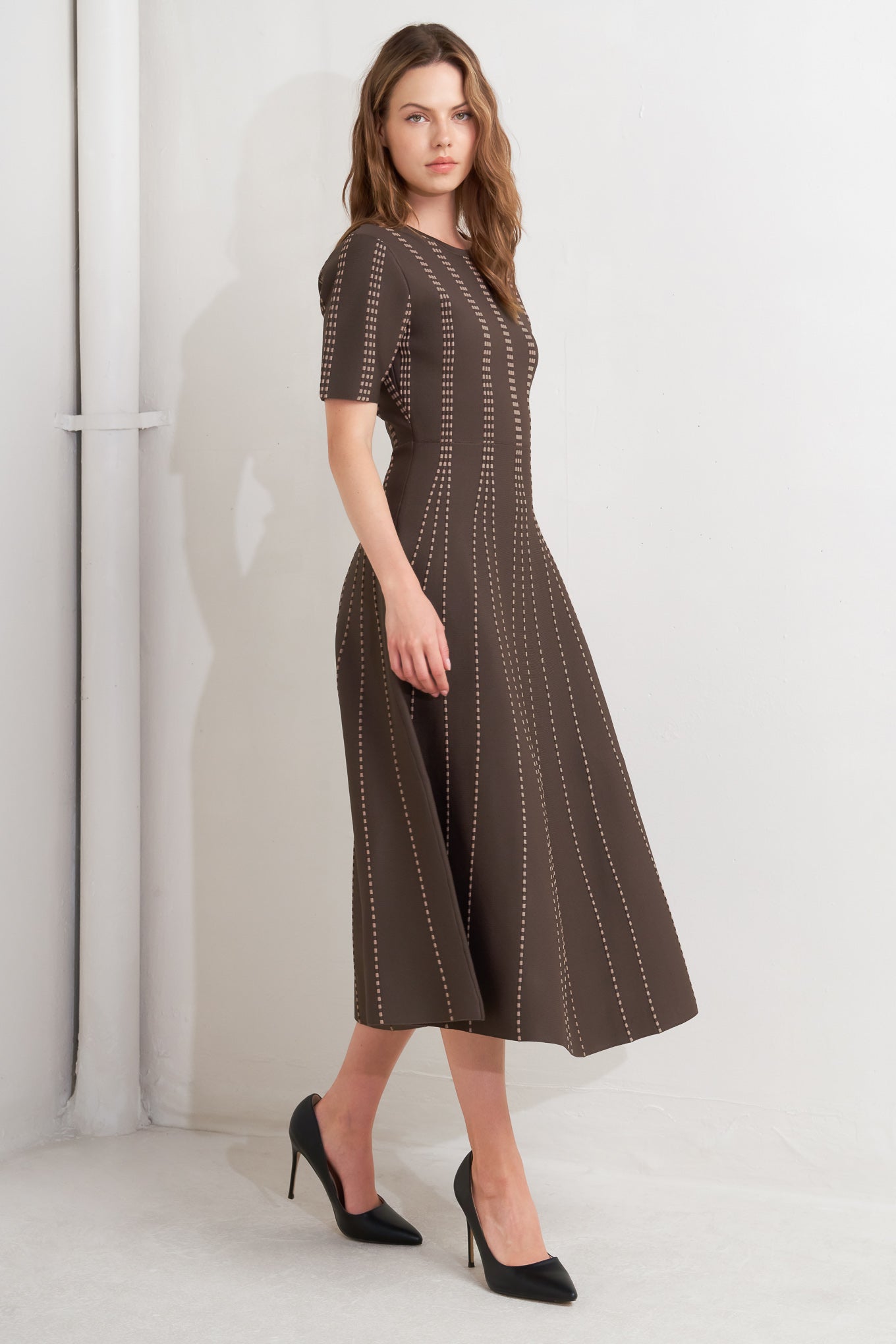 DOT DANCE SWEATER KNIT MIDI DRESS - By Baano