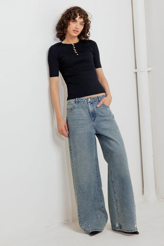 MODERN CURL SWEATER KNIT TOP - By Baano