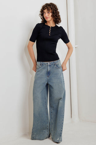 MODERN CURL SWEATER KNIT TOP - By Baano