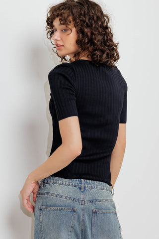 MODERN CURL SWEATER KNIT TOP - By Baano