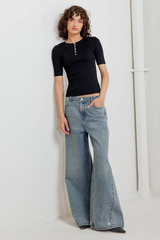 MODERN CURL SWEATER KNIT TOP - By Baano