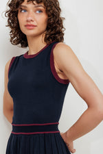 BERRY STRIPE SWEATER MINI DRESS - By Baano