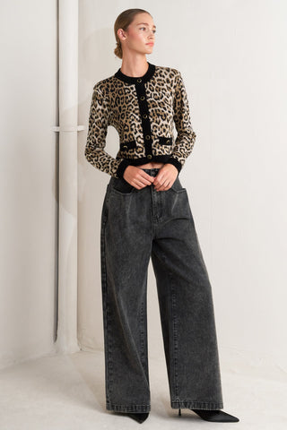 URBAN GODDESS LEOPARD SWEATER CARDIGAN - By Baano