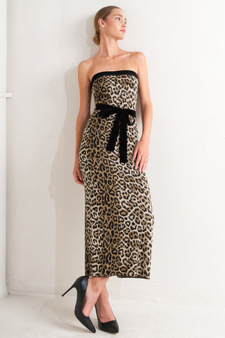 WILD ROMANCE LEOPARD KNIT MIDI DRESS - By Baano