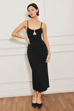 WESTERN EDGE BLACK SWEATER KNIT MIDI DRESS