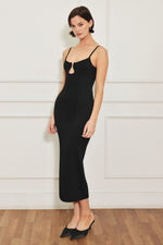 WESTERN EDGE BLACK SWEATER KNIT MIDI DRESS