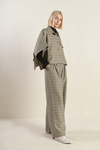 IMMACULATE EXCELLENCE WOVEN PLAID TOP - By Baano