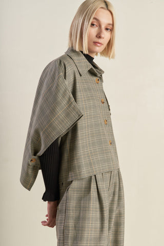 IMMACULATE EXCELLENCE WOVEN PLAID TOP - By Baano