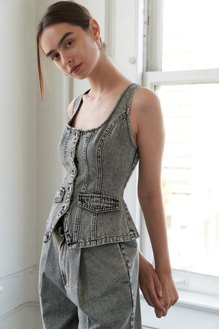 STUNNING GLORY DENIM VEST - By Baano