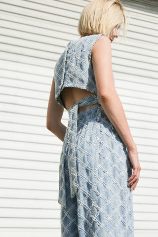 UNFOLDING CHAPTER DENIM TOP - By Baano