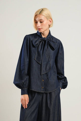 THERE IN MY MIND CHAMBRAY TOP - By Baano