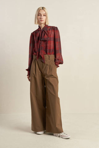 LOVELY INTUITION WOVEN PLAID TOP - By Baano