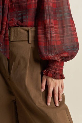 LOVELY INTUITION WOVEN PLAID TOP - By Baano