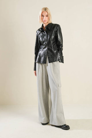 MY HEART TO YOU FAUX LEATHER TOP - By Baano