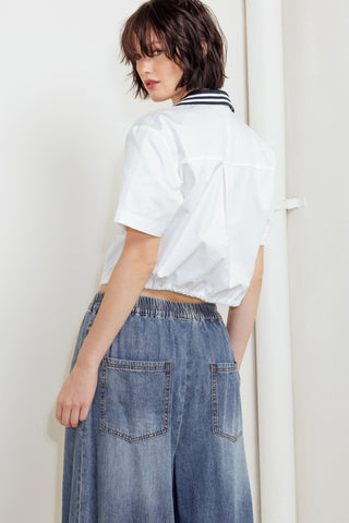 COASTAL COLLAR WOVEN CROP TOP - By Baano