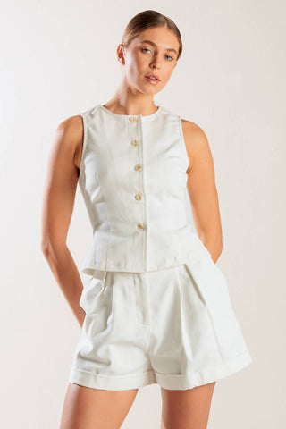 LOVE LETTERS WHITE WOVEN VEST - By Baano