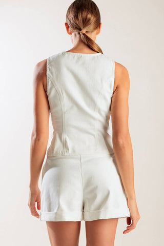 LOVE LETTERS WHITE WOVEN VEST - By Baano