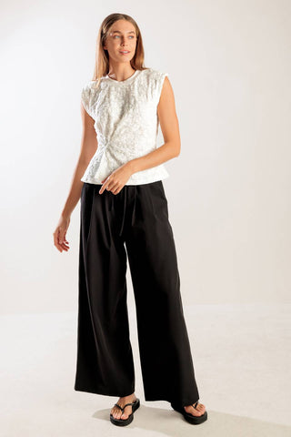 HIDDEN SMILES WHITE WOVEN LACE TOP - By Baano