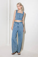 EVER SO SWEET LIGHT INDIGO DENIM TOP - By Baano